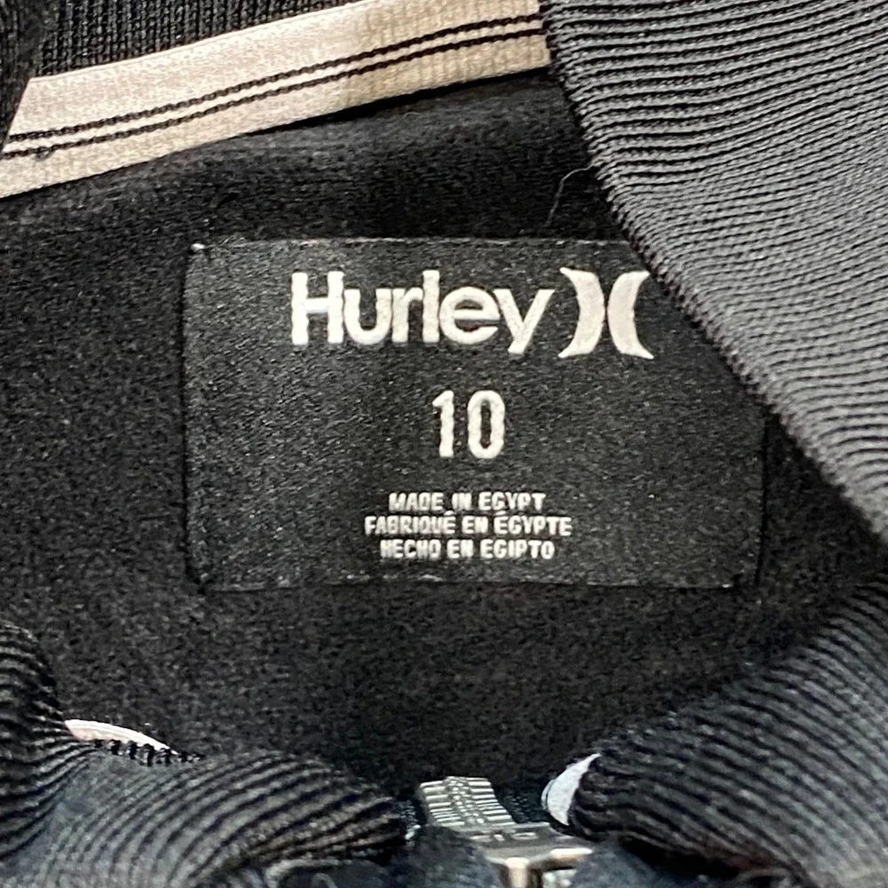Hurley Track Jacket Sz 10 Boys Black Rainbow Checkerboard Skater Full Zip